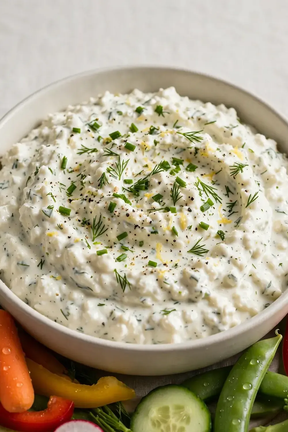 Cottage Cheese Ranch Dip with Veggies