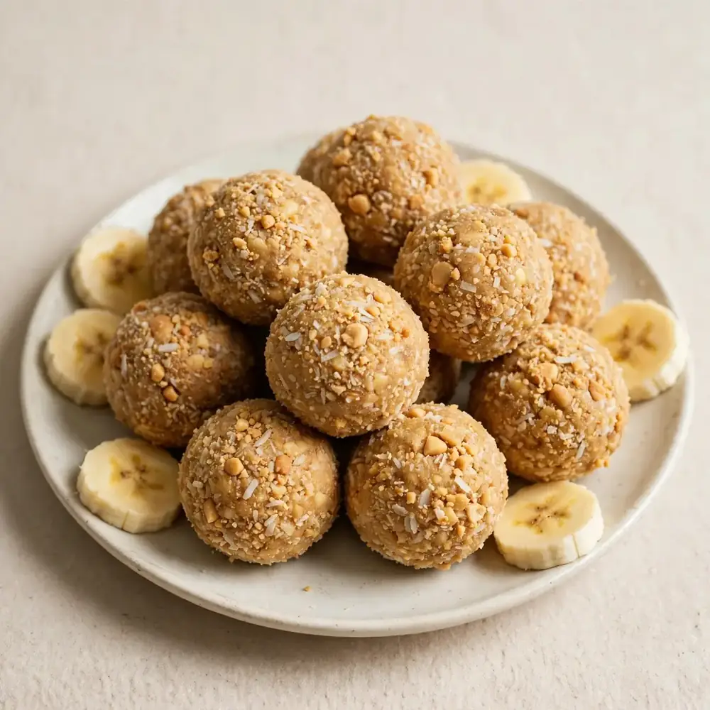 Erdnuss-Kokos-Bällchen mit Banane