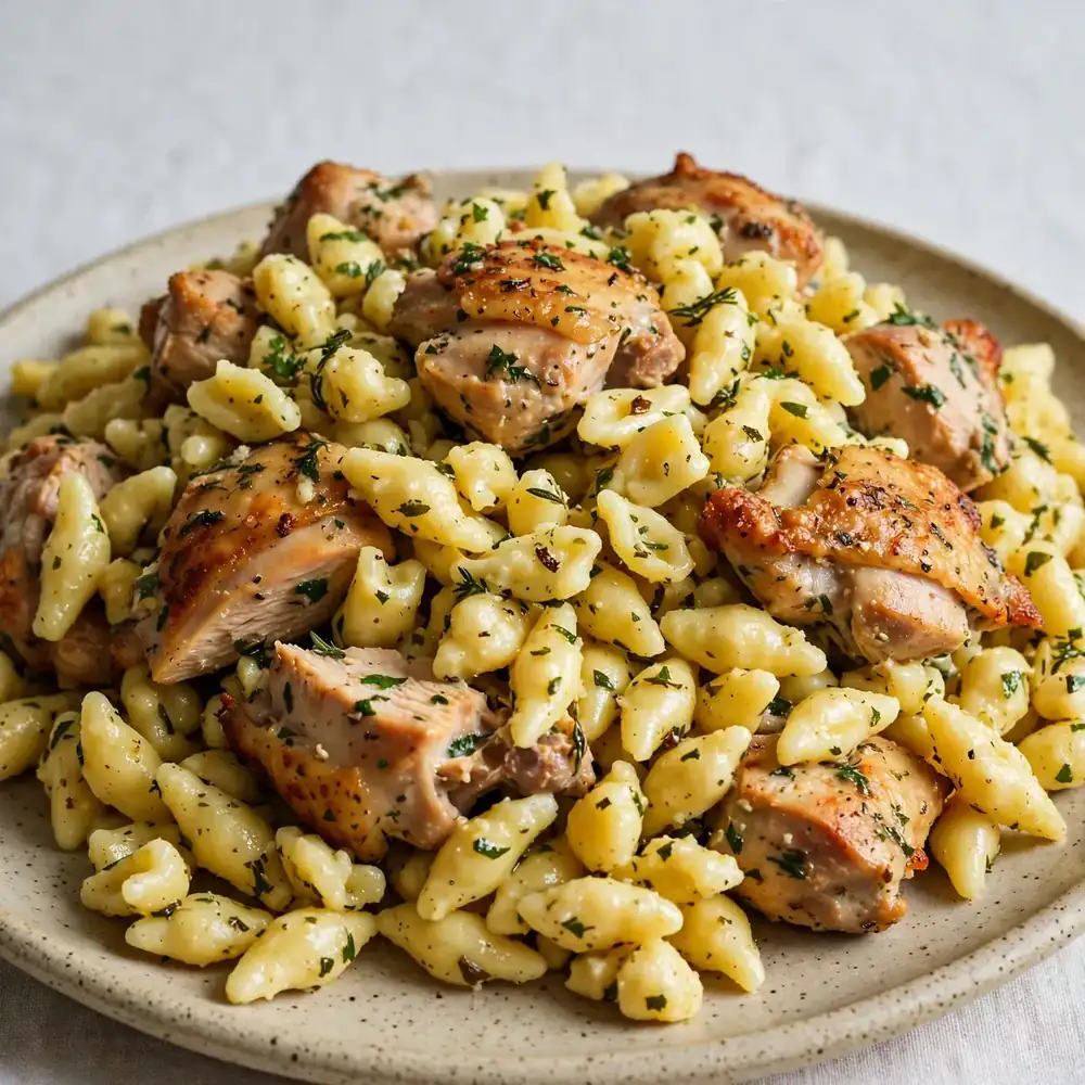 Hähnchen und Spätzle mit Kräutern