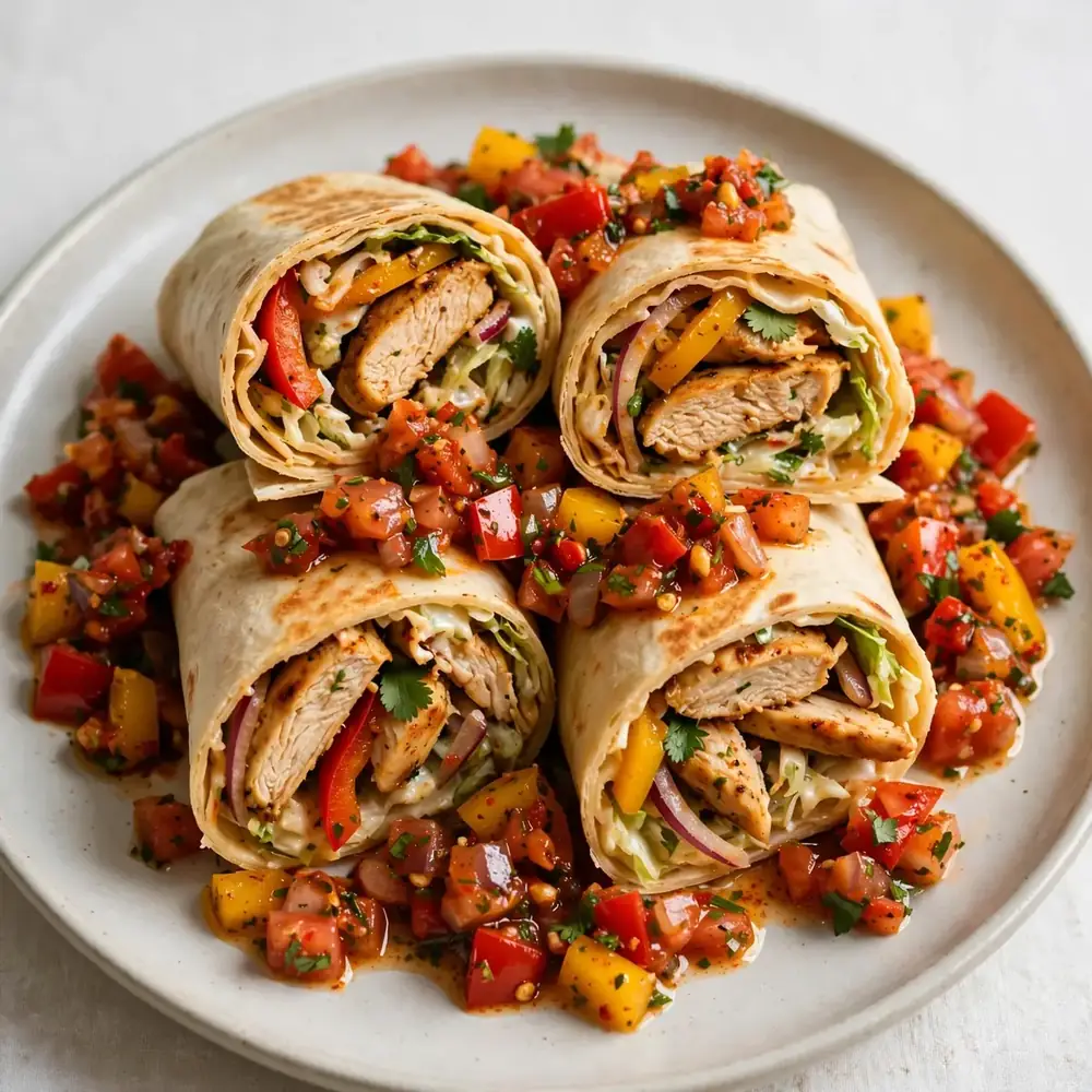Hähnchen-Wraps mit Paprika-Salsa
