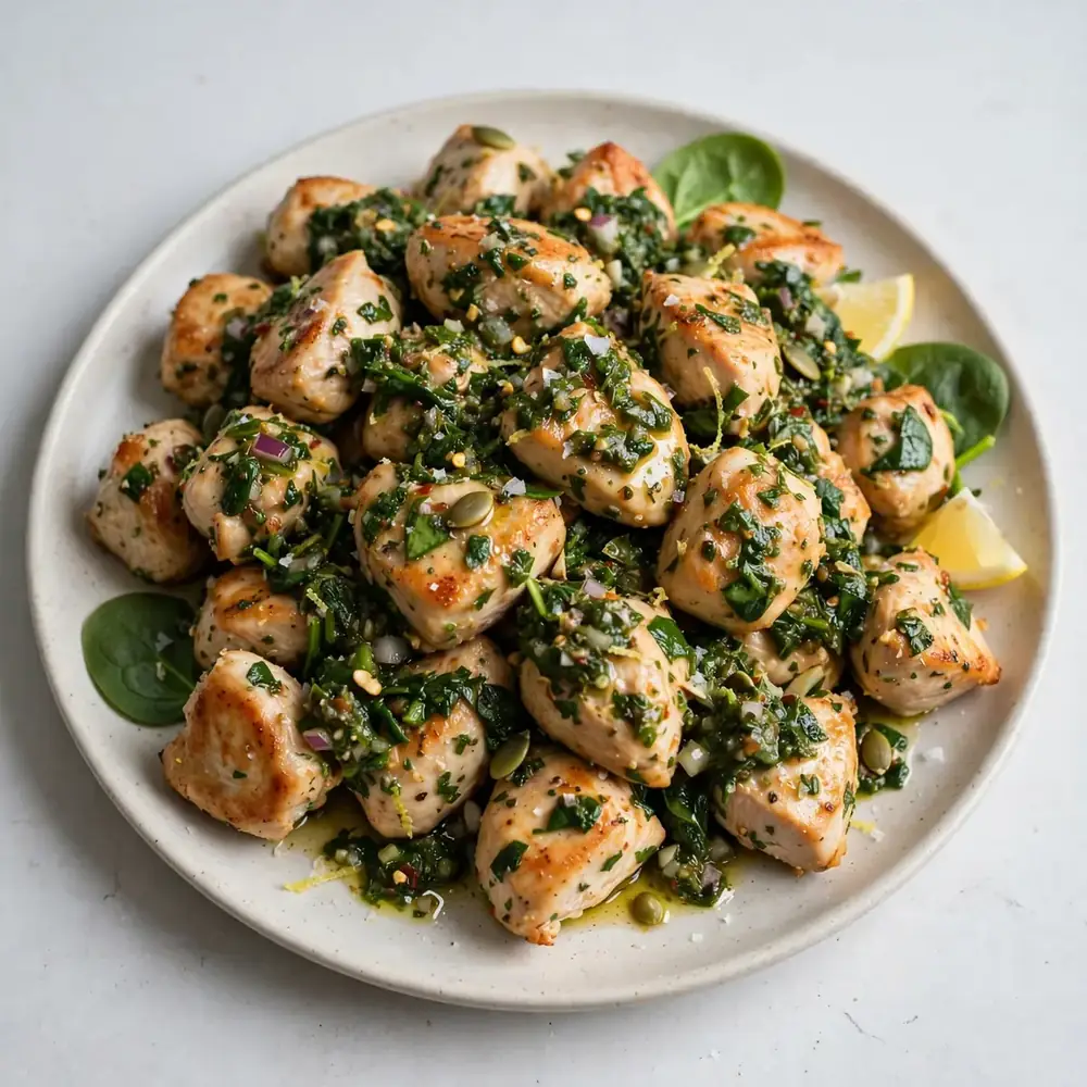 Hähnchenhäppchen mit Spinat-Salsa