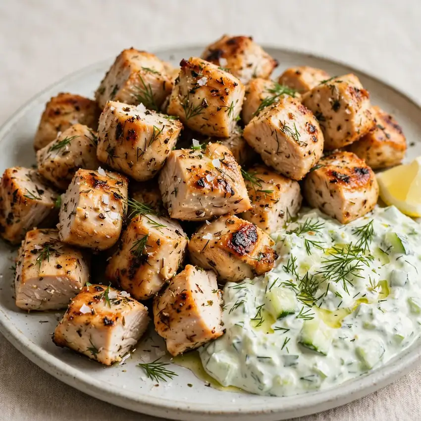 Hähnchenhäppchen mit Tzatziki-Sauce