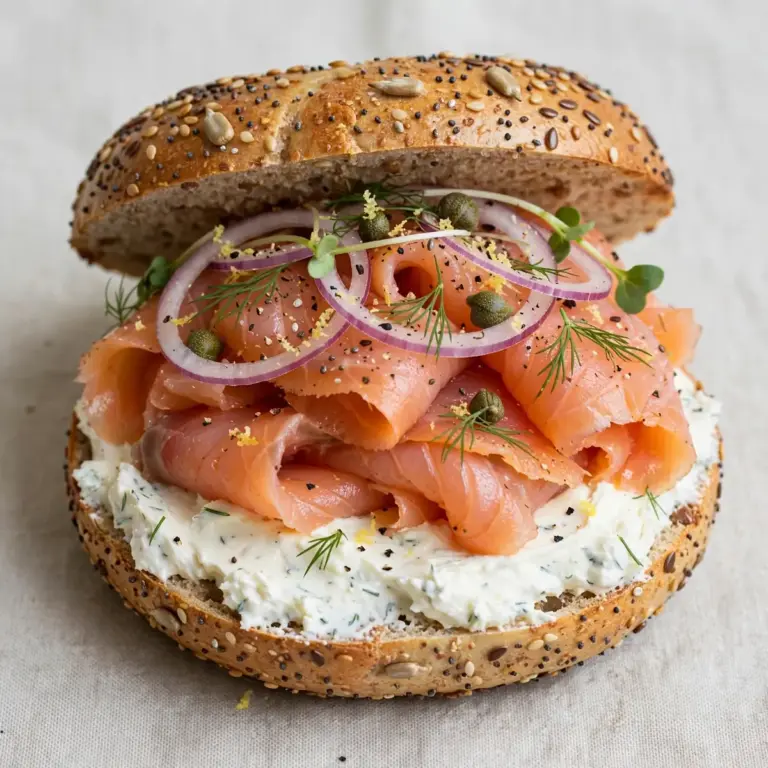 High-Protein Bagel mit Räucherlachs & Frischkäse