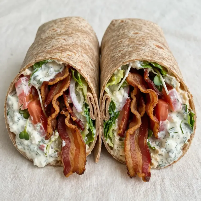 High-Protein BLT Wrap mit Truthahn-Bacon