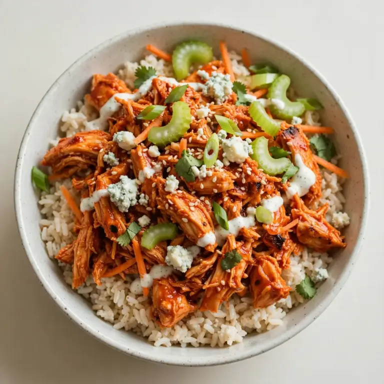 High-Protein Buffalo Chicken Rice Bowl – würzig, sättigend & proteinreich