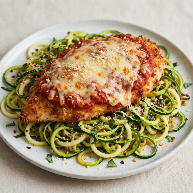 High-Protein Chicken Parmesan mit Zucchini-Nudeln