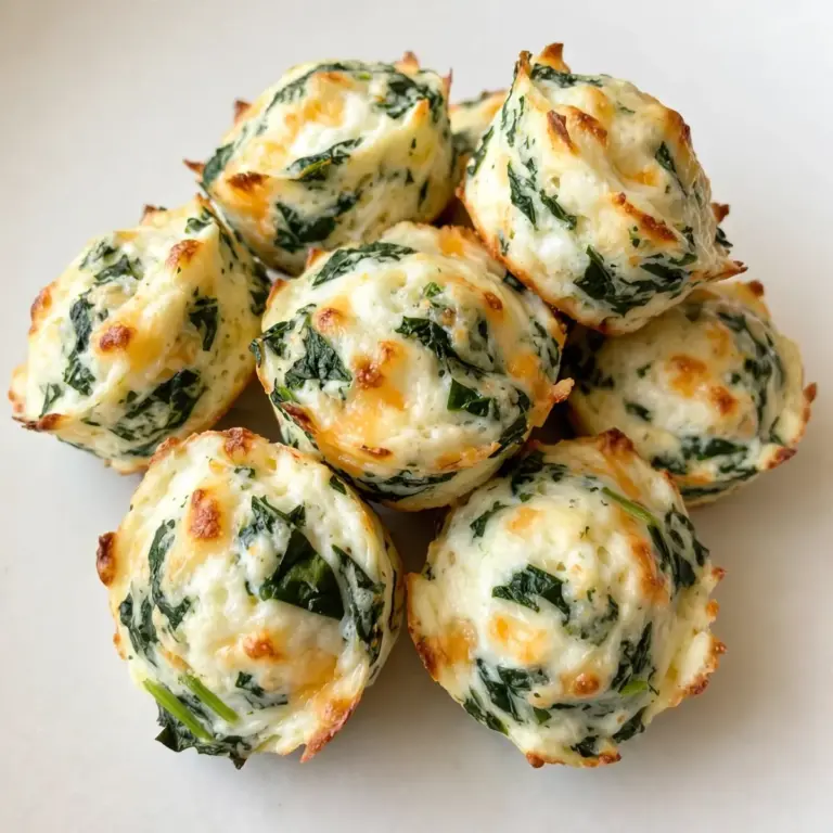 High-Protein Eischnee-Bissen mit Spinat und Käse
