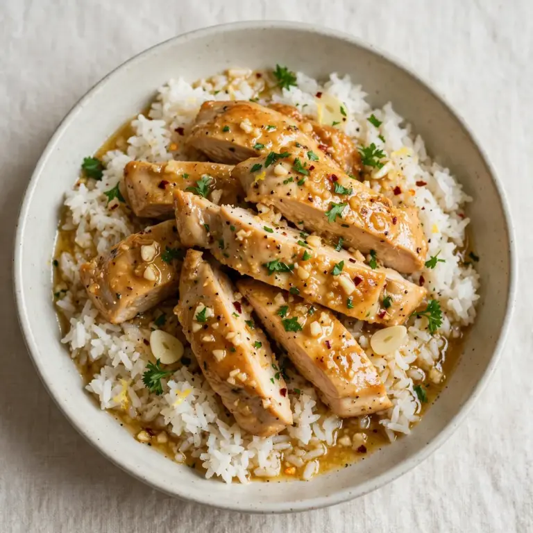 High Protein Knoblauch-Butter Chicken & Reis Bowl