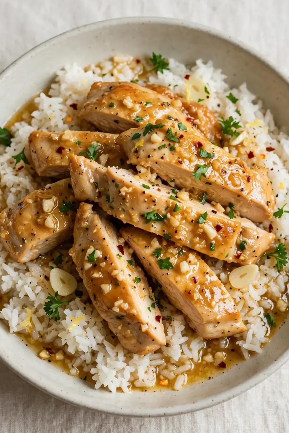 High-Protein Garlic Butter Chicken and Rice Bowl