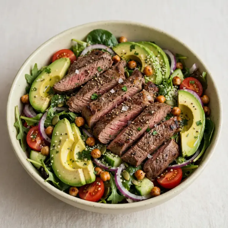 High-Protein Steak-Salat mit Avocado