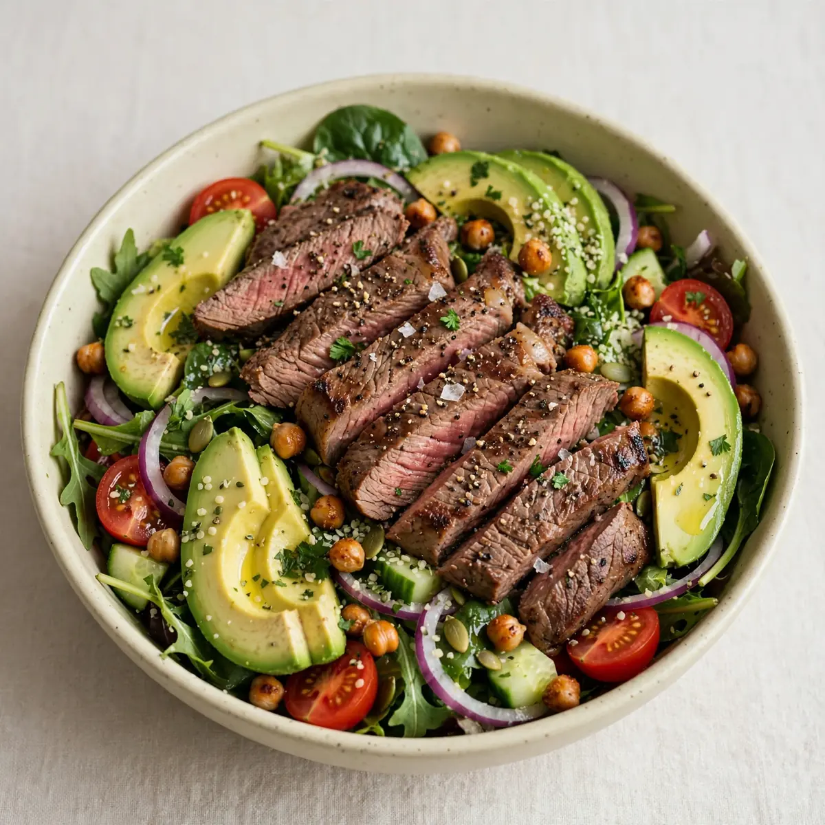 High-Protein Steak-Salat mit Avocado