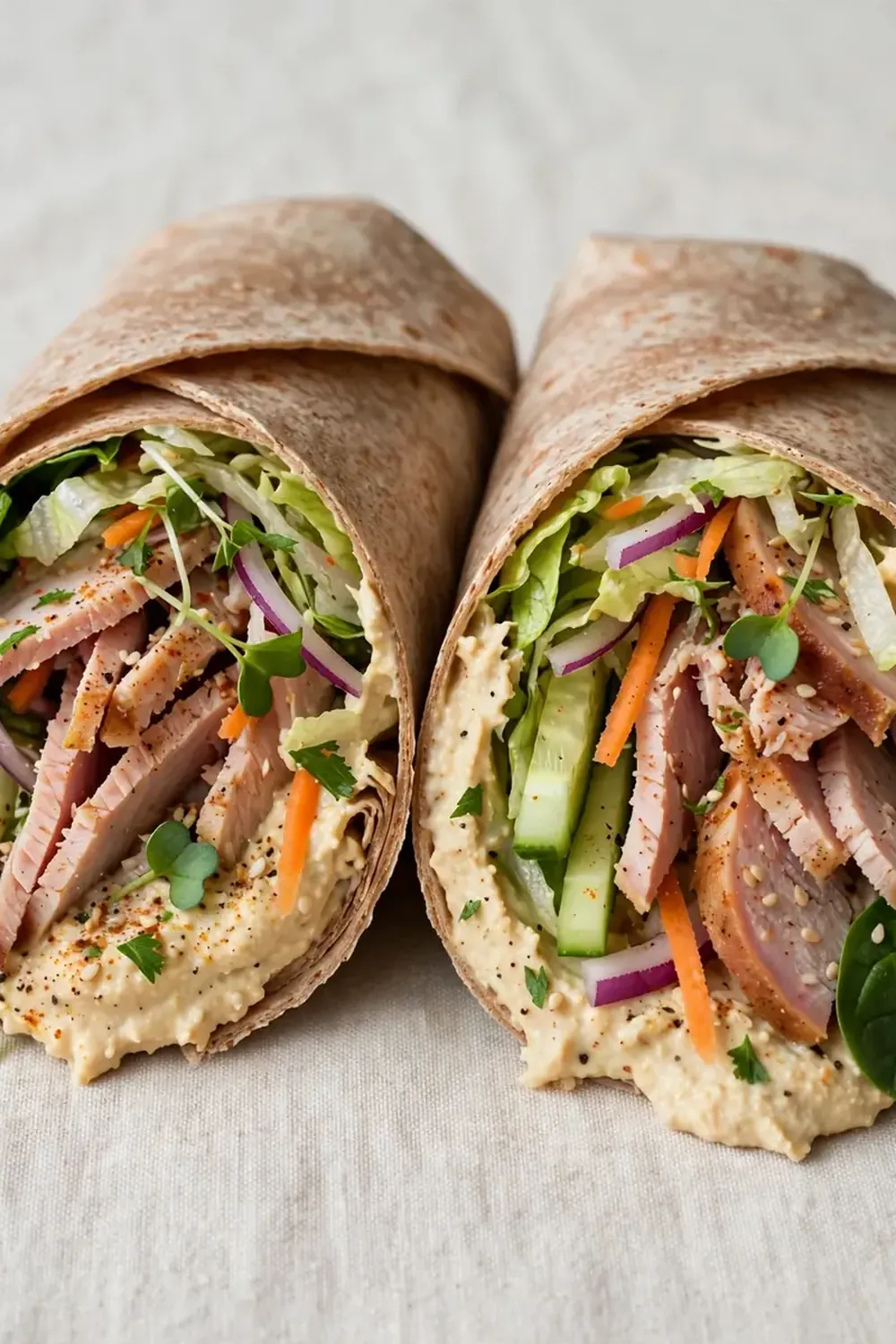 High-Protein Turkey and Hummus Wrap