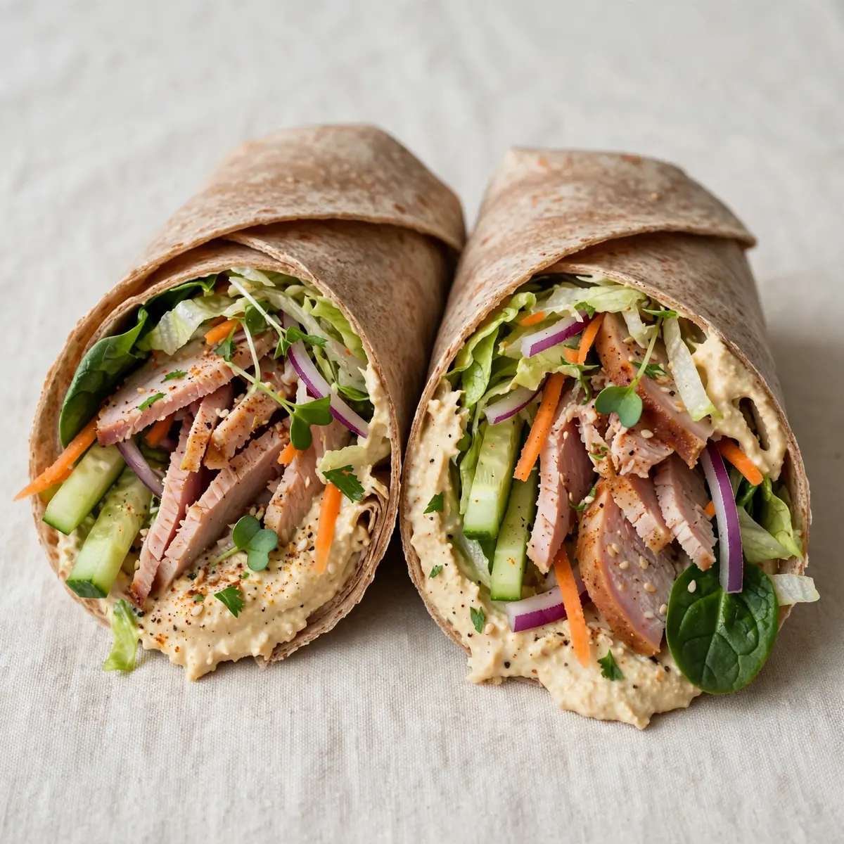 High-Protein Turkey und Hummus Wrap