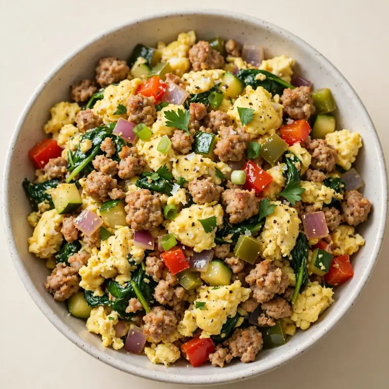 High-Protein Veggie und Turkey Sausage Scramble