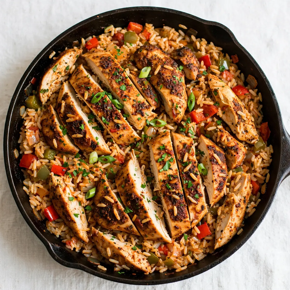Hochprotein-Cajun-Hähnchen-Pfanne mit Reis