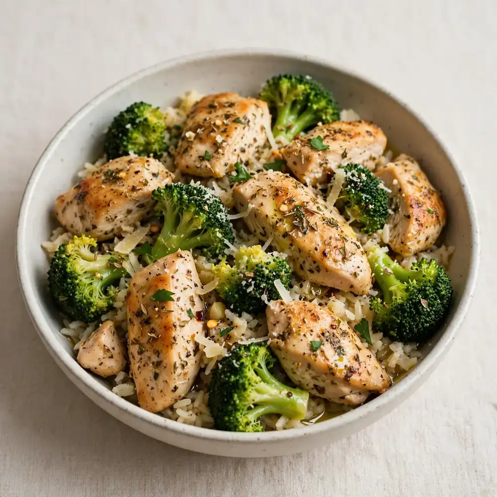 Italienisches Hähnchen-Reis-Brokkoli