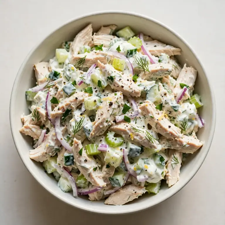 Kalorienarmer griechischer Joghurt-Hähnchensalat mit extra Protein
