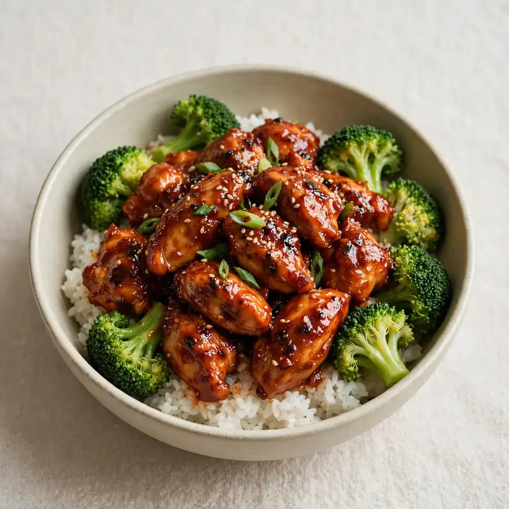 Koreanisches Hähnchen-Reis-Brokkoli