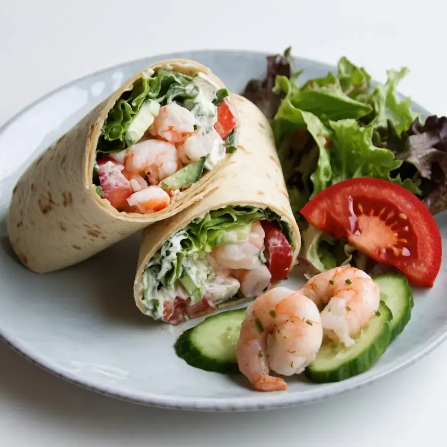 N. Griechischer Garnelen-Salat-Wrap