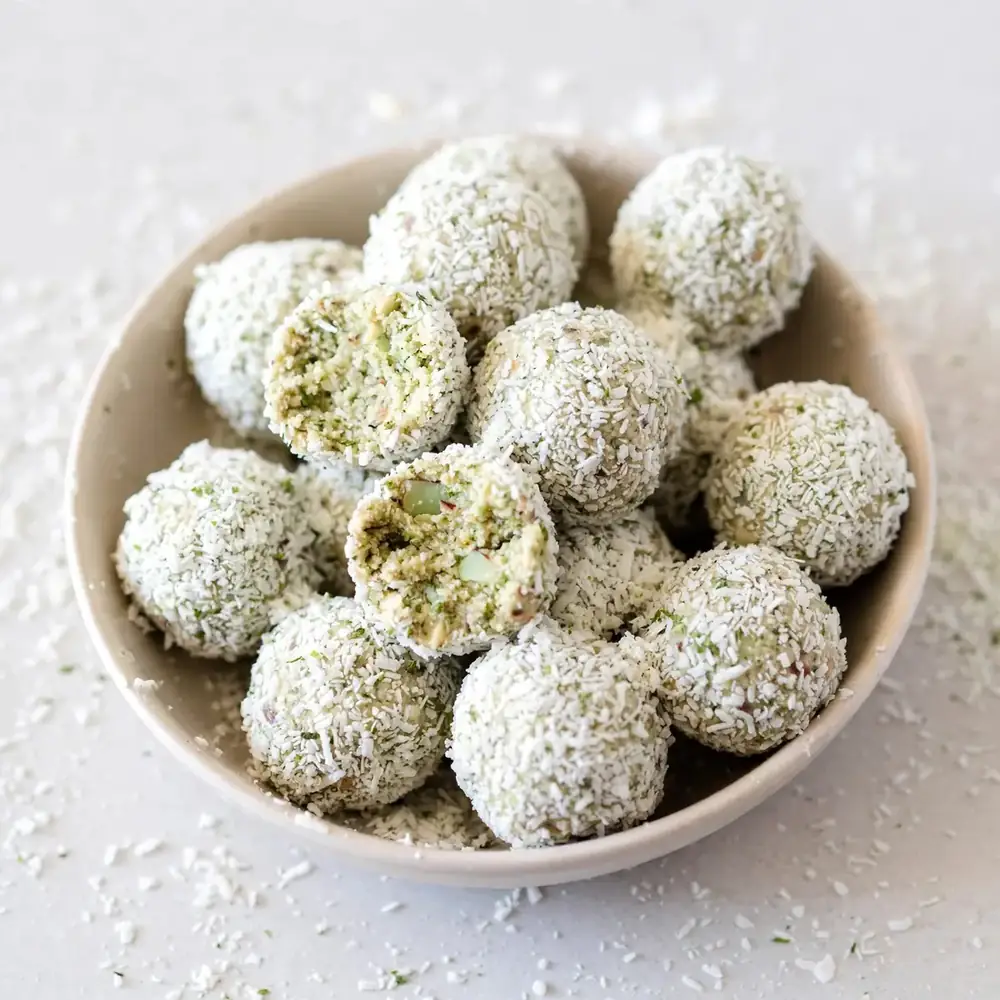 Pfefferminz-Bällchen mit Kokos-Protein-Pulver