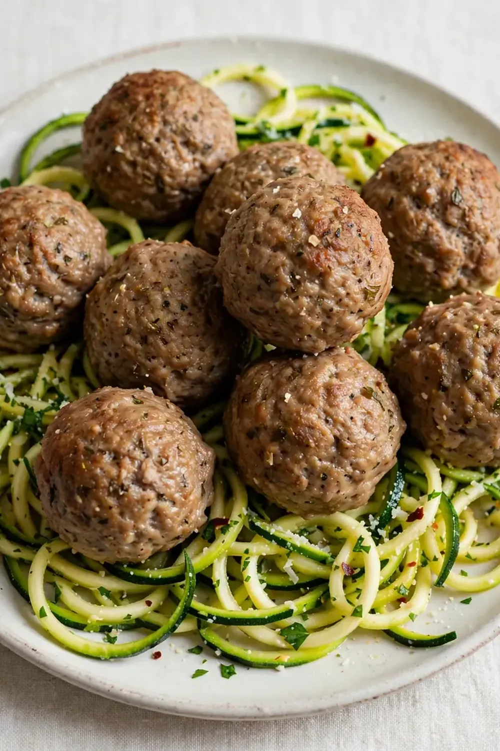 High-Protein Turkey Meatballs with Zucchini Noodles