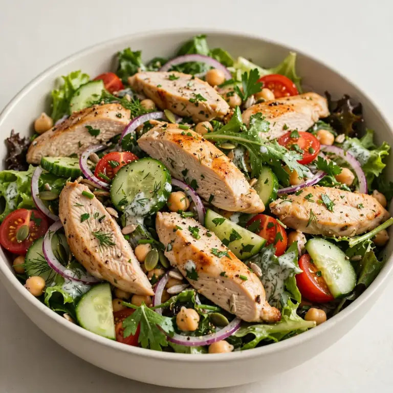 Protein-Hähnchensalat leicht & sommerlich