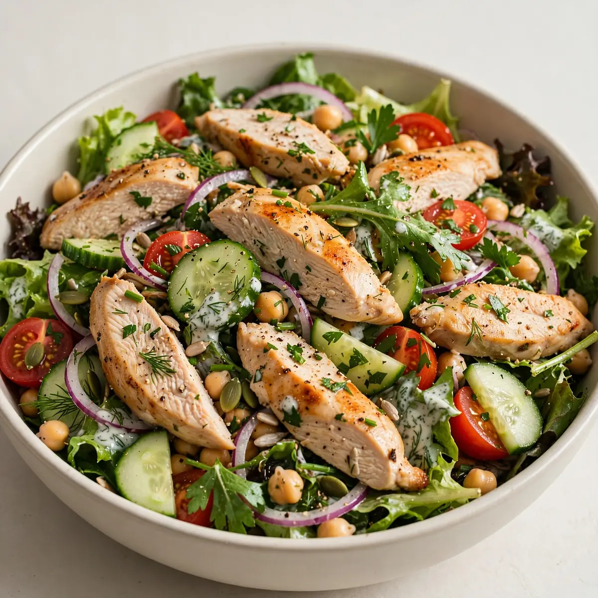 Protein-Hähnchensalat leicht & sommerlich