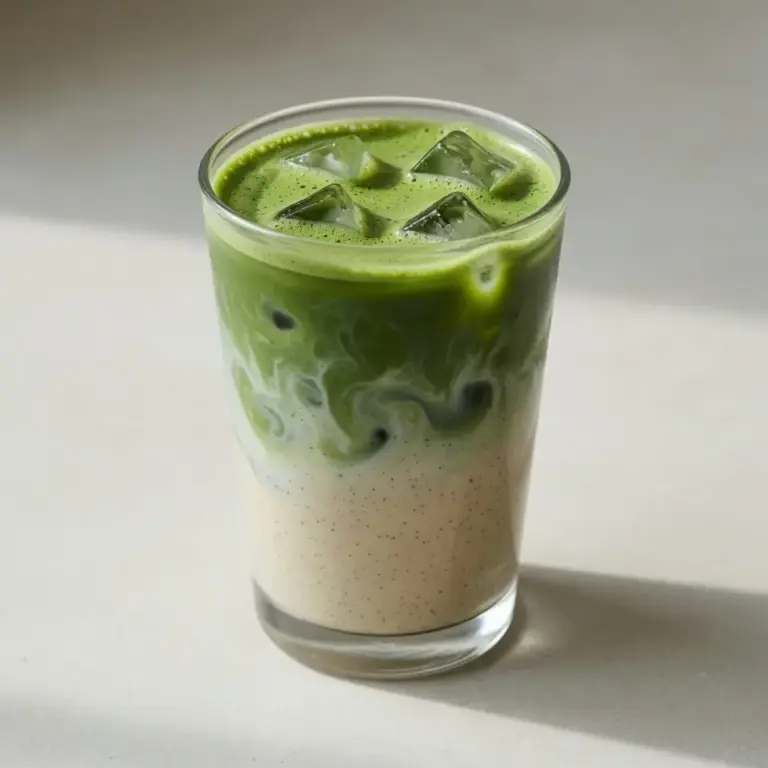 Protein-Iced-Matcha-Latte mit Vanille