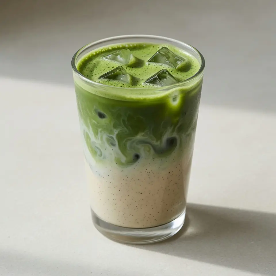 Protein-Iced-Matcha-Latte mit Vanille