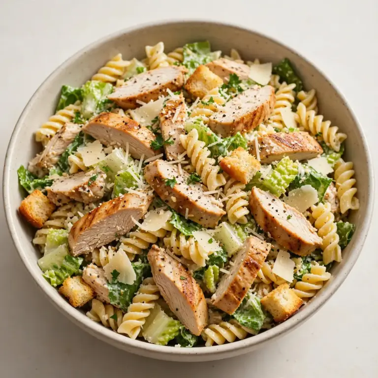 Protein-Power Caesar Hähnchen Nudelsalat