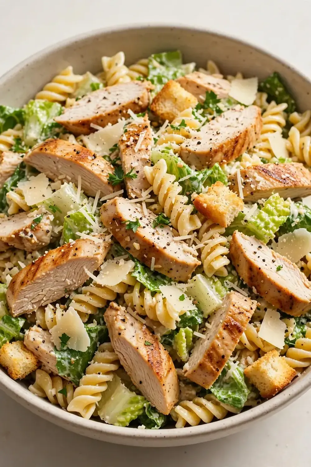 High-Protein Chicken Caesar Pasta Salad
