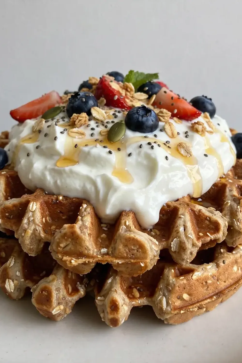 Protein Waffles with Greek Yogurt Topping