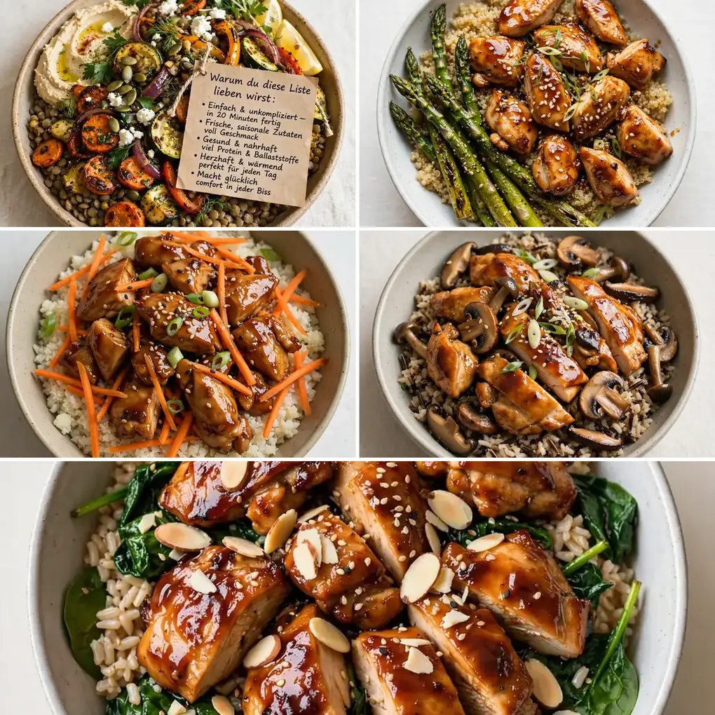 Proteinreiche Teriyaki Hähnchen Meal Prep Bowls