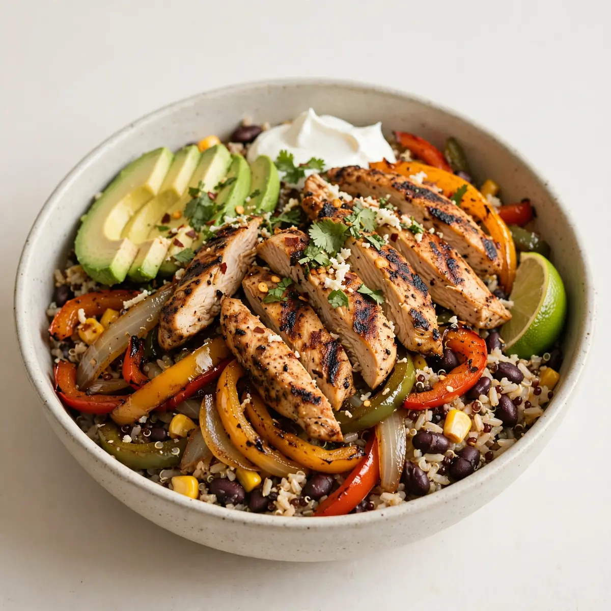 Proteinreicher Chicken-Fajita-Bowl