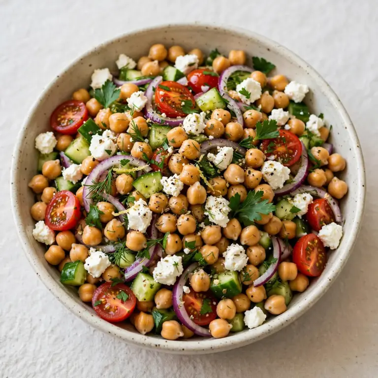 Proteinreicher Kichererbsen-Feta-Salat