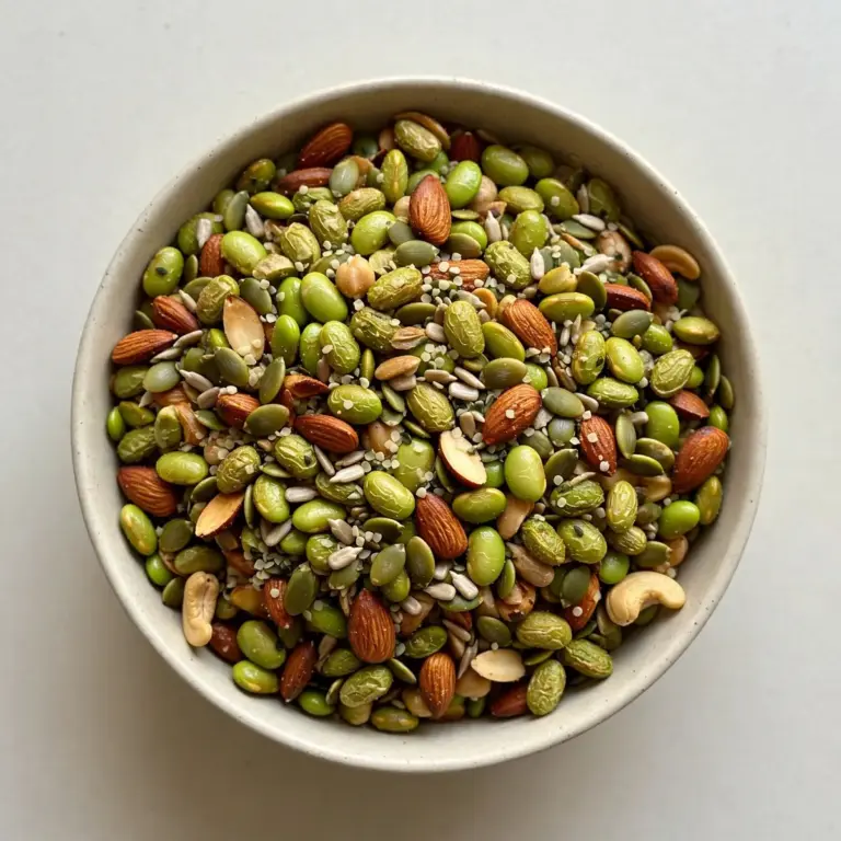 Proteinreicher Trail-Mix mit geröstetem Edamame