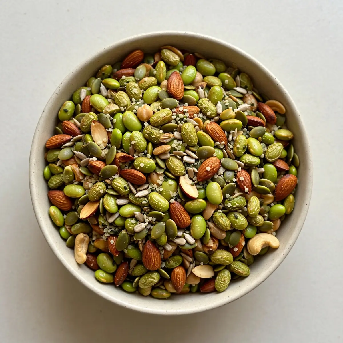 Proteinreicher Trail-Mix mit geröstetem Edamame