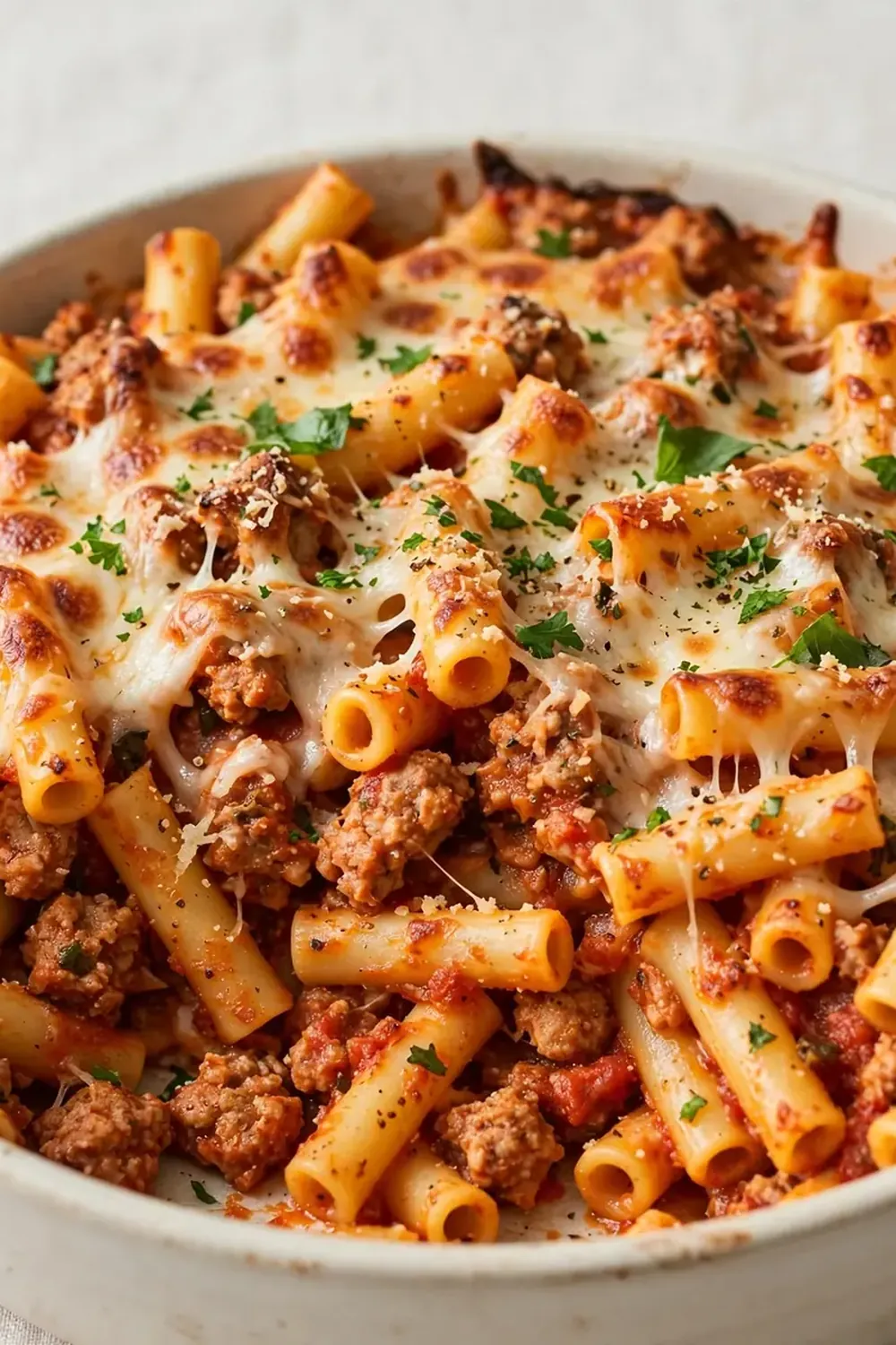 High-Protein Baked Ziti with Ground Turkey