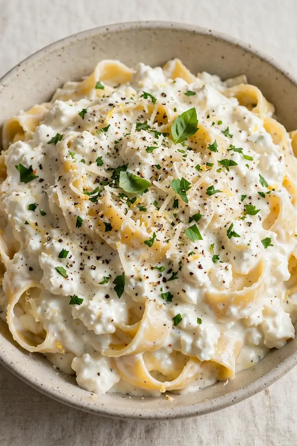 High-Protein Cottage Cheese Alfredo Pasta