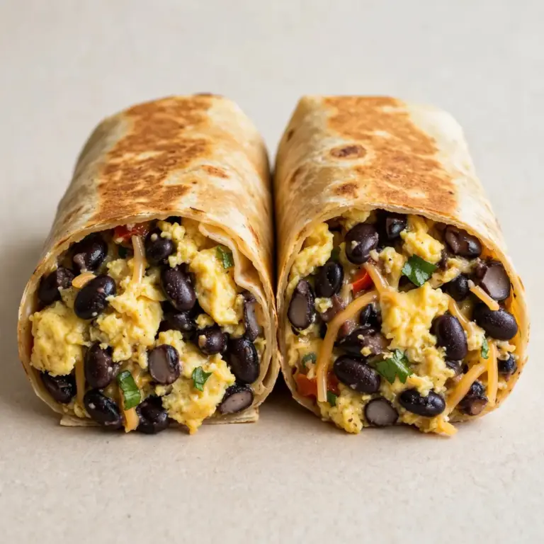 Proteinreiches Frühstücks-Burrito mit Eiern und schwarzen Bohnen