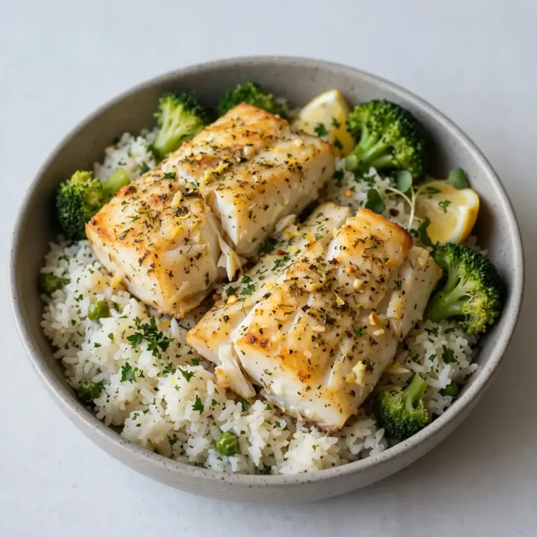 Proteinreiches Meal Prep: Ofenkabeljau mit Reis
