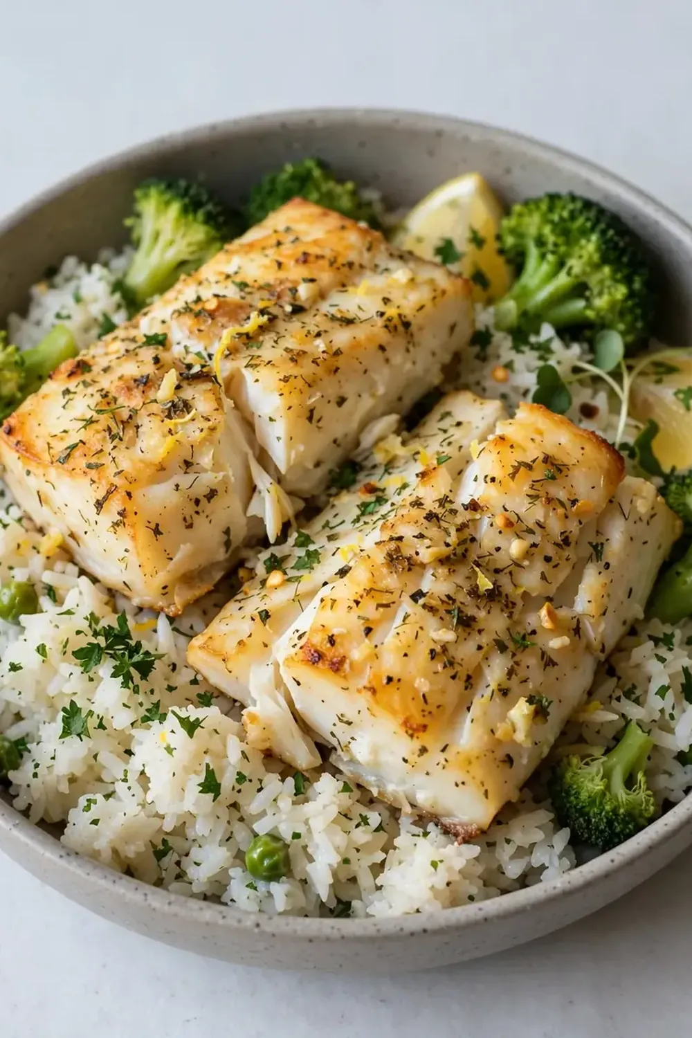 High-Protein Baked Cod and Rice Meal Prep