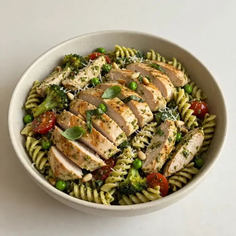 Proteinreiches Pesto-Hähnchen-Pasta Meal Prep