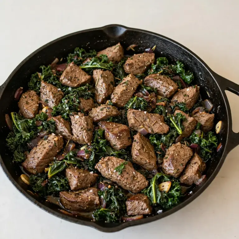 Proteinreiches Rindfleisch-Grünkohl-Pfännchen