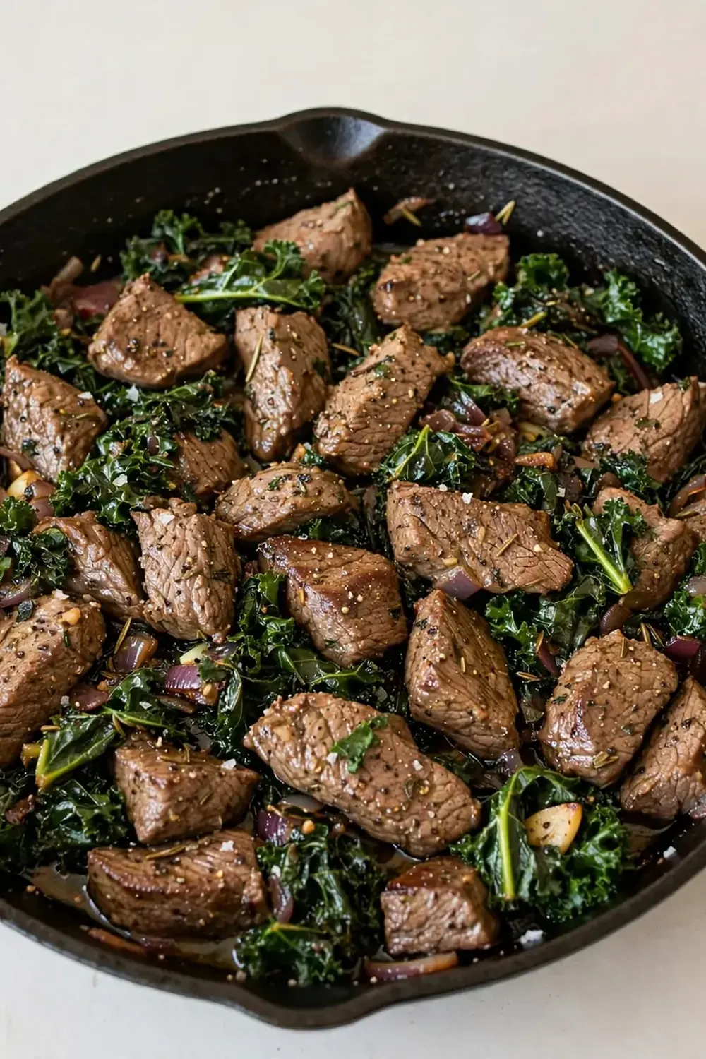 High-Protein Beef and Kale Skillet