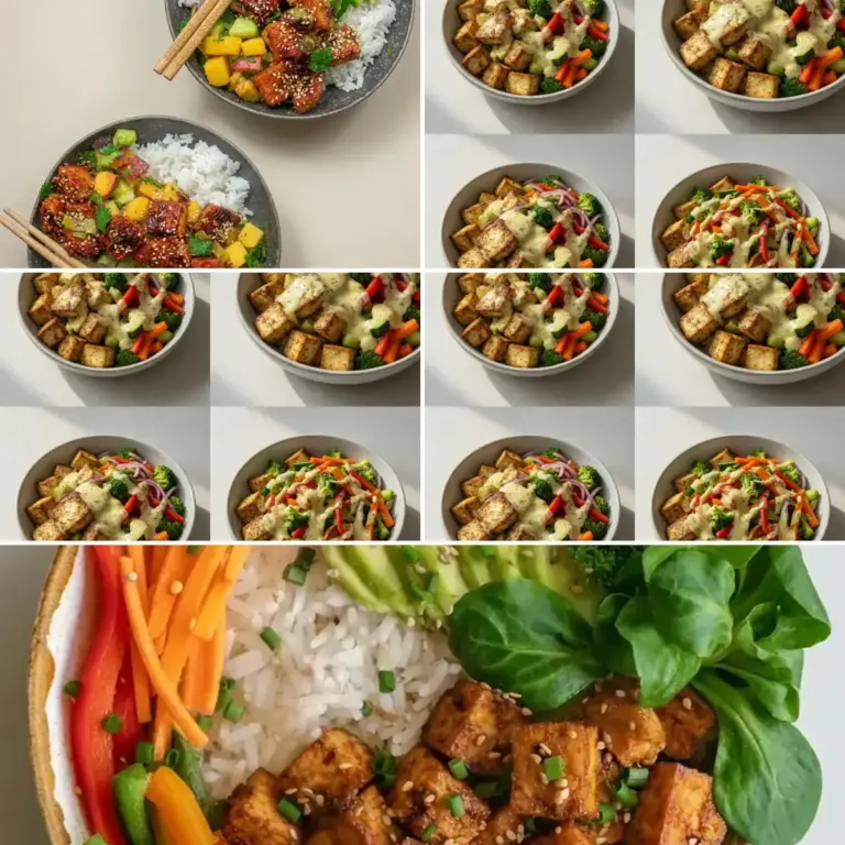 Proteinreiches Tofu-Gemüse-Meal-Prep-Bowl