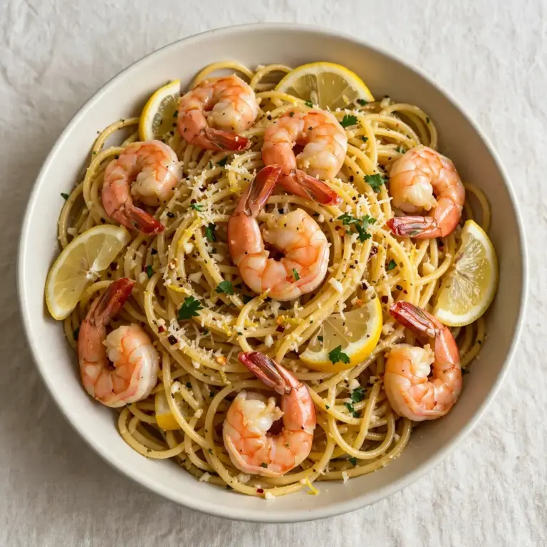 Proteinreiches Zitronen-Knoblauch-Shrimp-Pasta