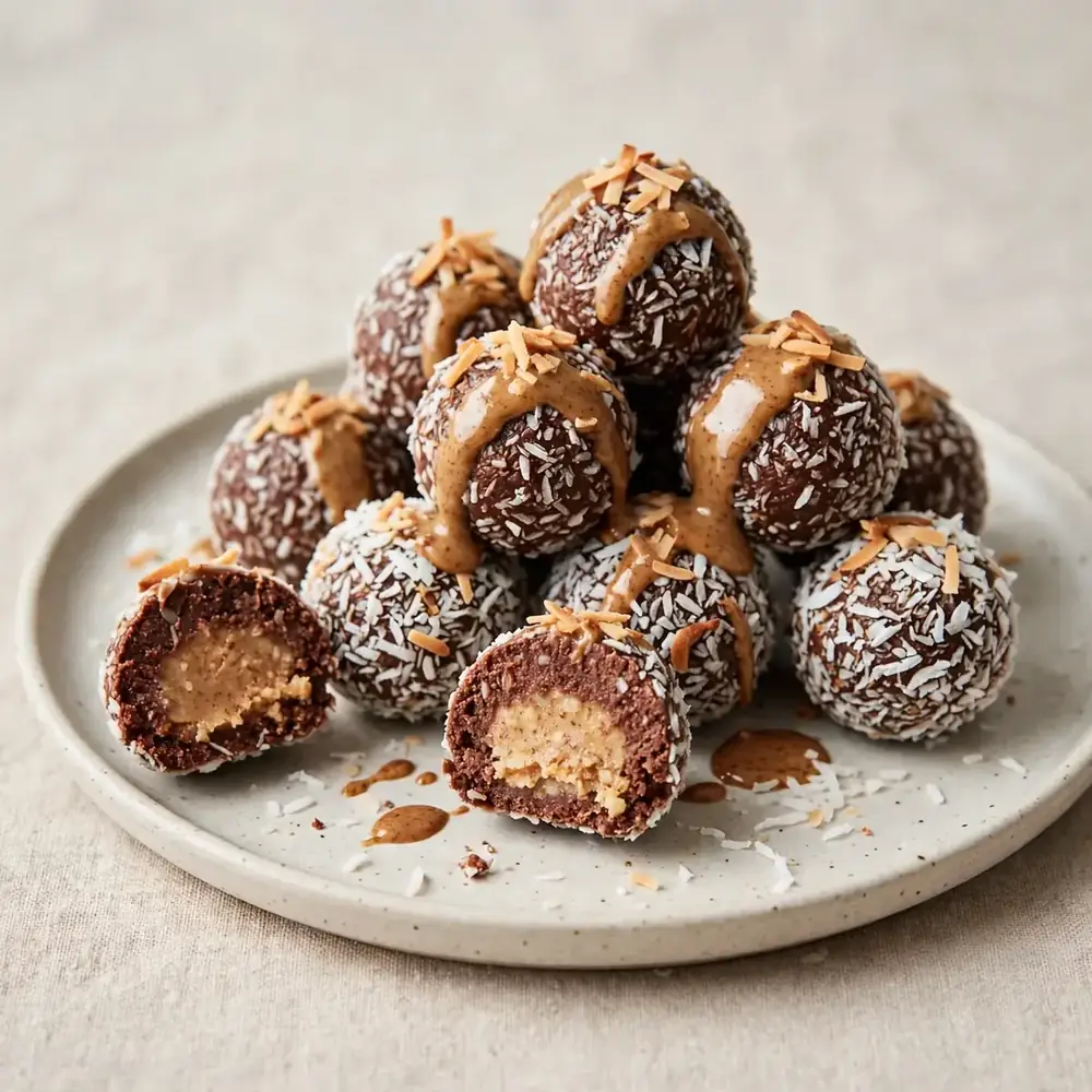 Schoko-Kokos-Bällchen mit Mandelbutter