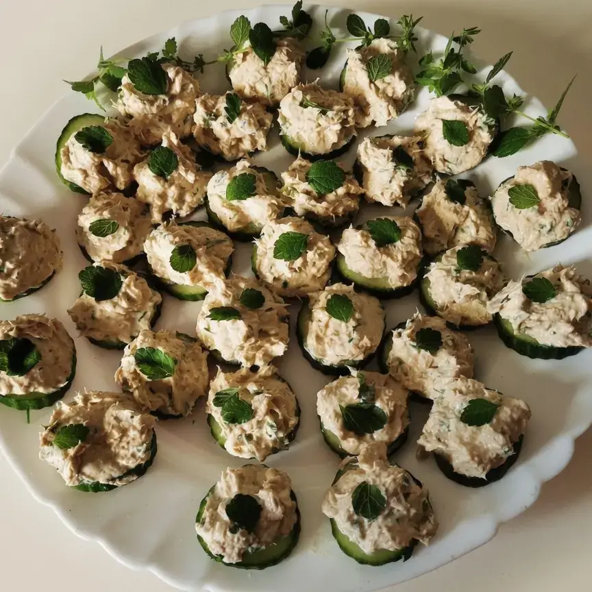 Thunfisch-Gurken-Häppchen mit Spinat