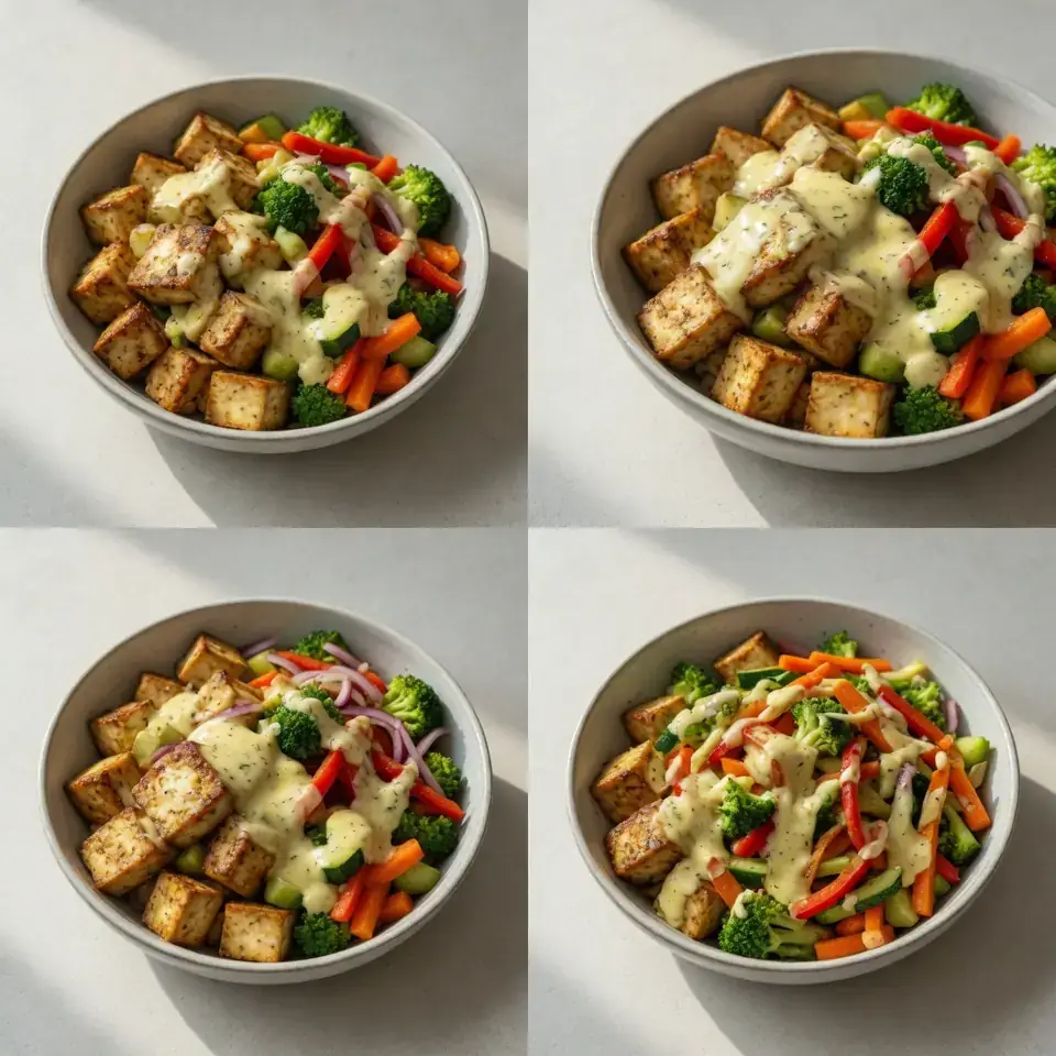Tofu-Gemüse-Bowl mit Zitronen-Soße